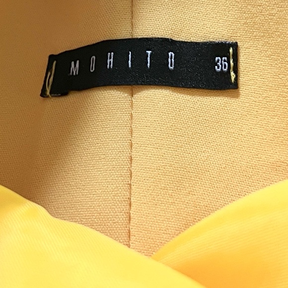 Mohito, Yellow Sheath Dress Draped Neck Back V Cocktail Party Dress EU 36 US 4 - Picture 6 of 10